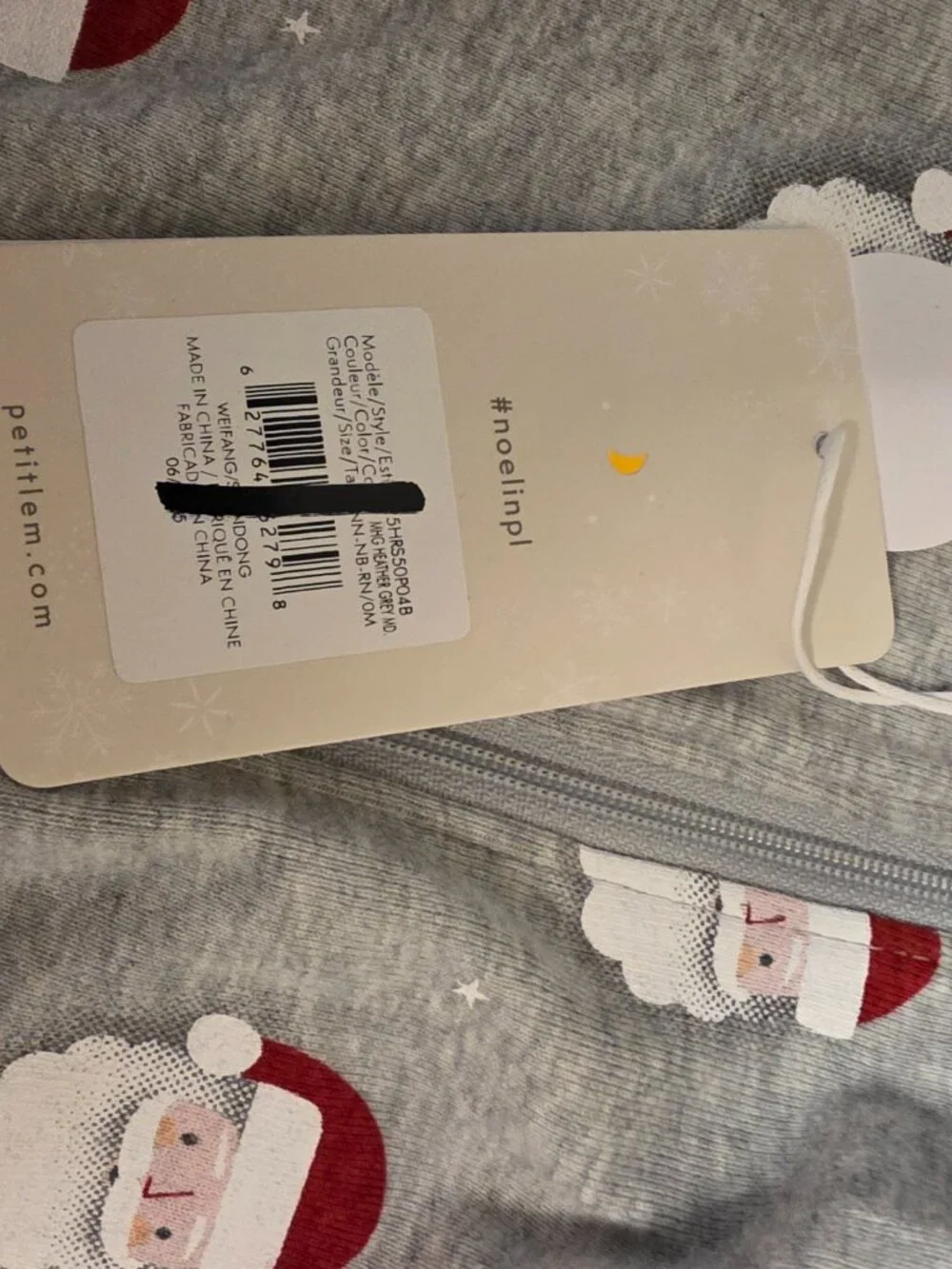 Petit Lem Santa Print Sleeper NWT Newborn NB Heather Grey Christmas Baby
